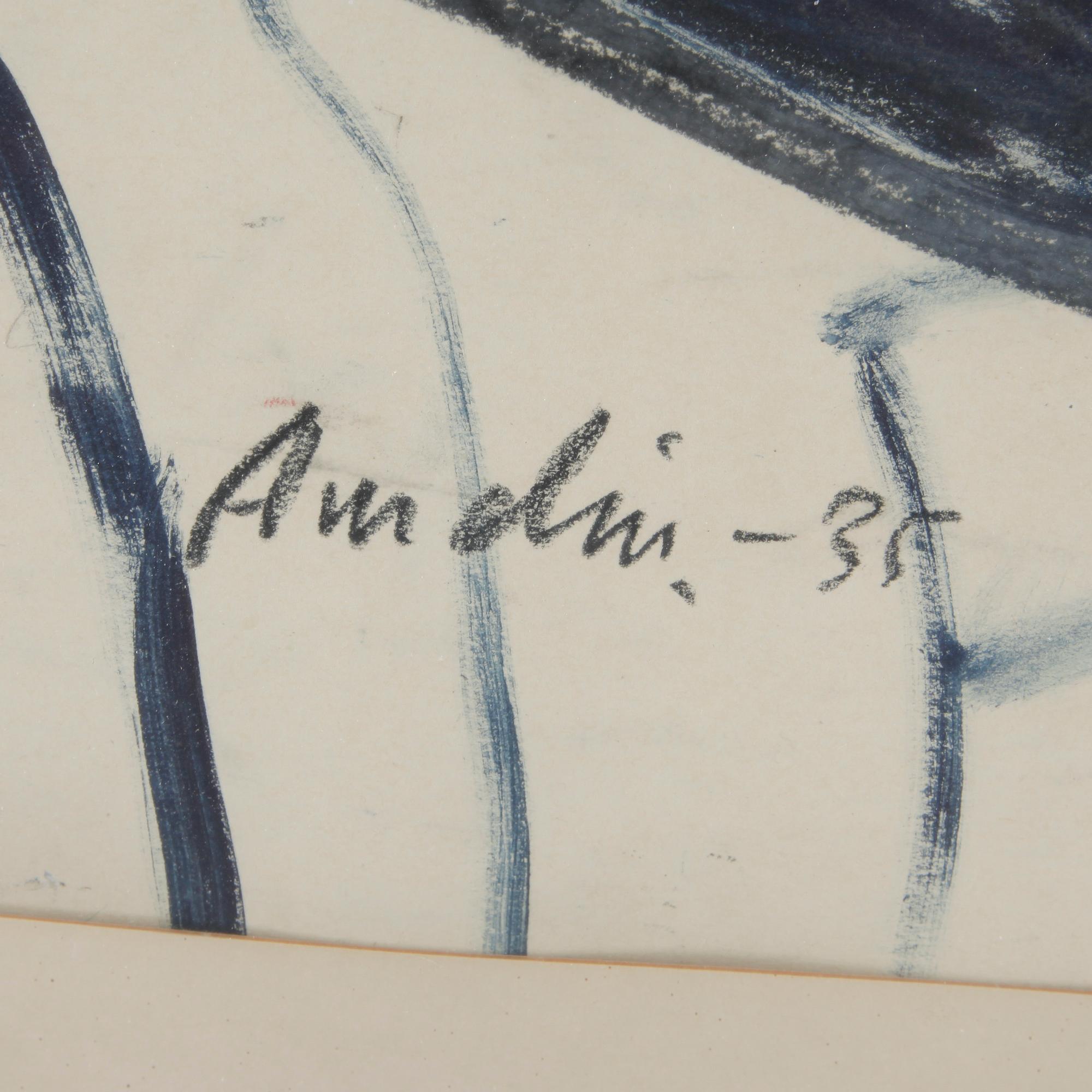 ALBIN AMELIN, blandteknik, signerad och daterad -35.