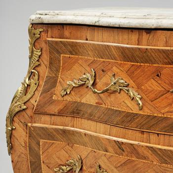 A rosewood parquetry commode, Stockholm, later part 18th century.