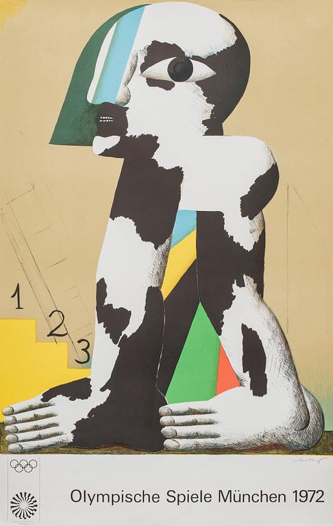 AFFISCHER, 5 st, "Olympische Spiele München 1972", bl a Marini Marino.