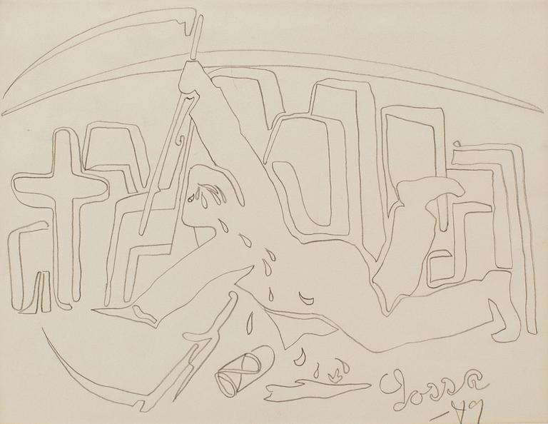 LARS ENGLUND, Pencil, 2, signed and dated -49.