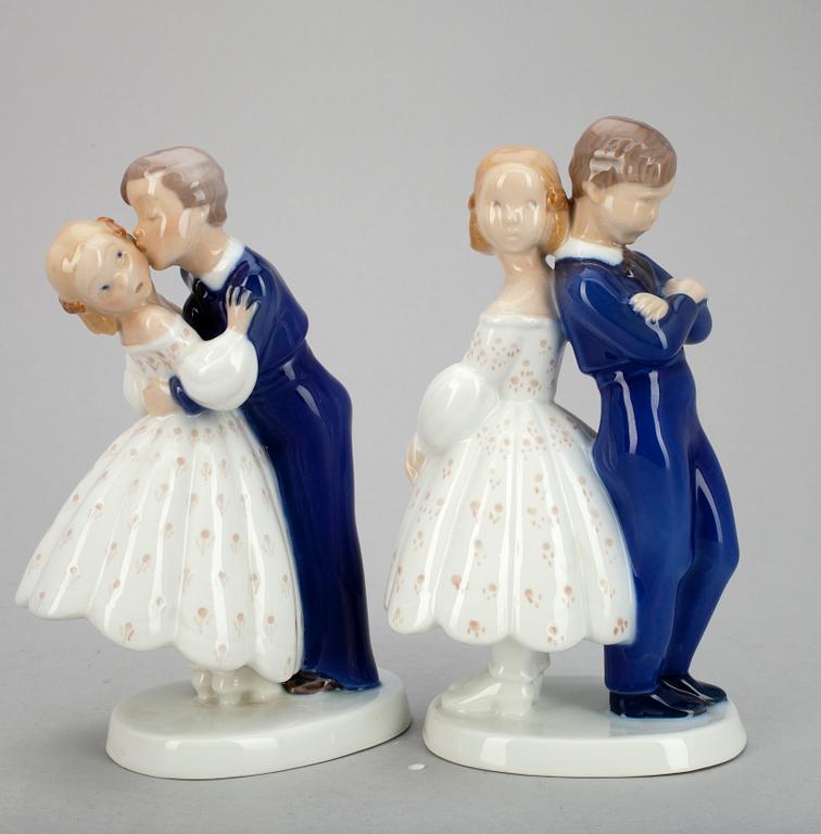 FIGURINER, 2 st, porslin, Bing & Gröndahl. Danmark.
