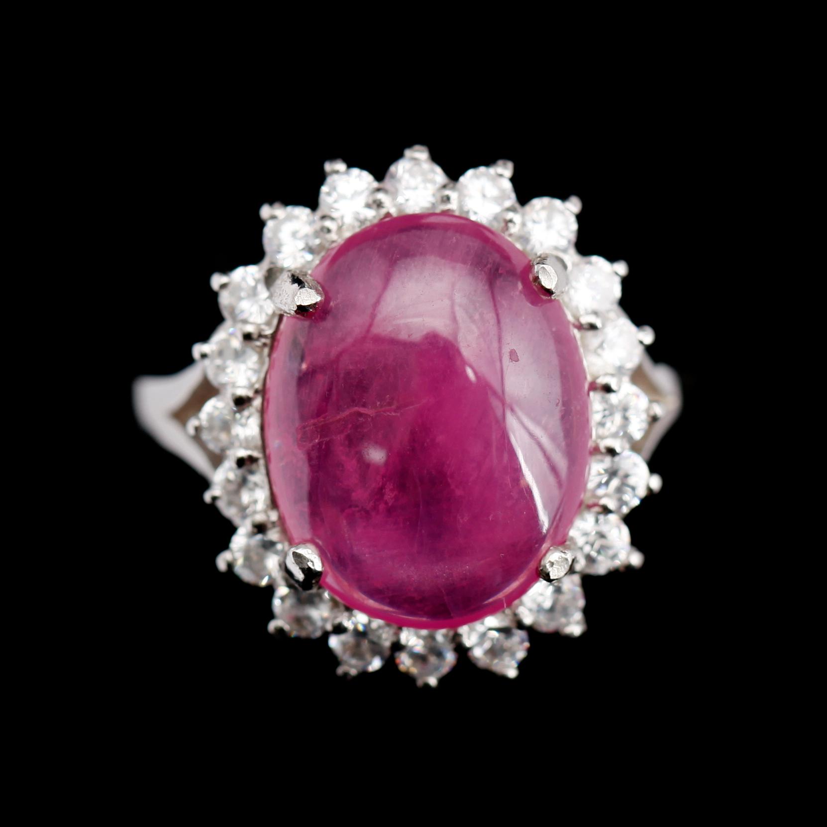 RING, silver, rubin ca 5,50 ct.
