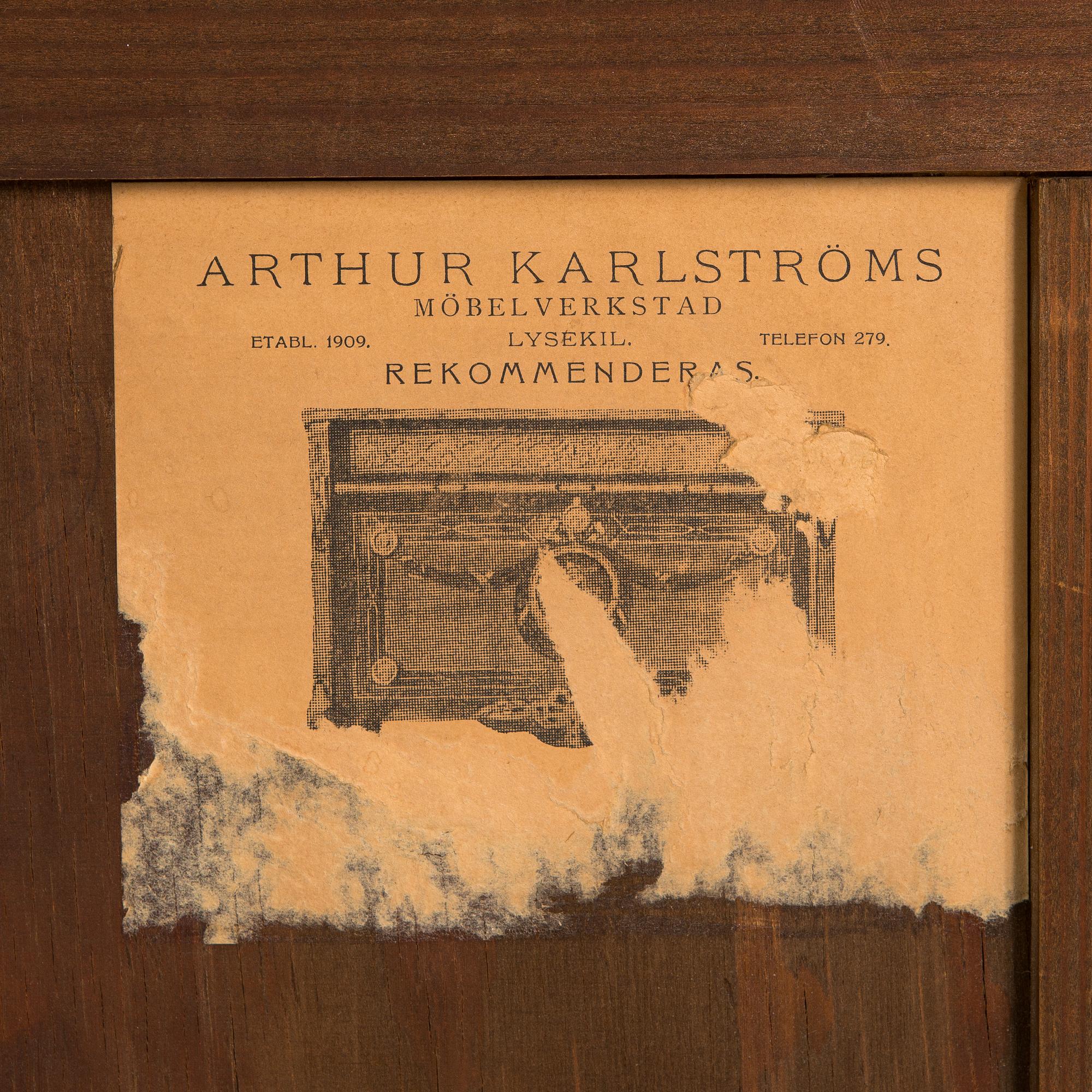 A Swedish Louis XVI-style chest of drawers, signed Arthur Karlström, Lysekil, Sweden, dated 1946.