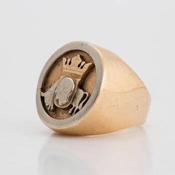 SIGNET RING, 14K red and white gold.