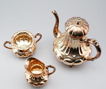 KAFFESERVIS, 3 delar, silver, svenska importstämplar, Norge, 1900-talets första hälft. Vikt ca 1042 gram.