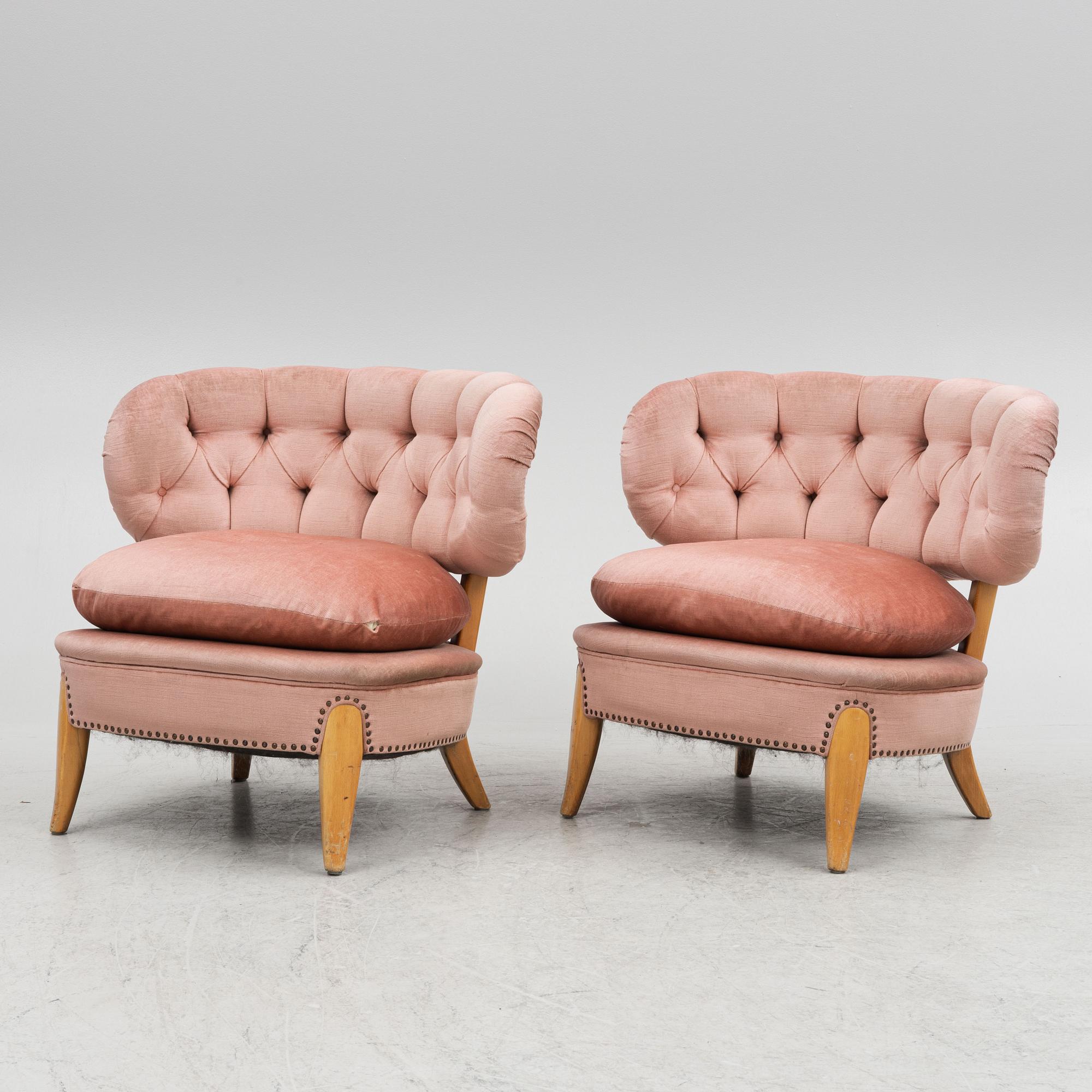 Otto Schulz, a pair of lounge chairs, Jio Möbler, Sweden, mid 20th century.