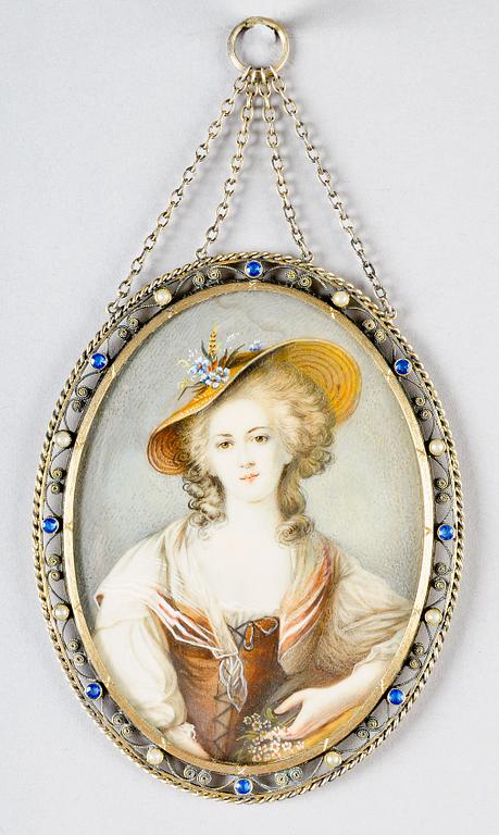 MINIATYRMÅLNING, silver, 1800-tal.