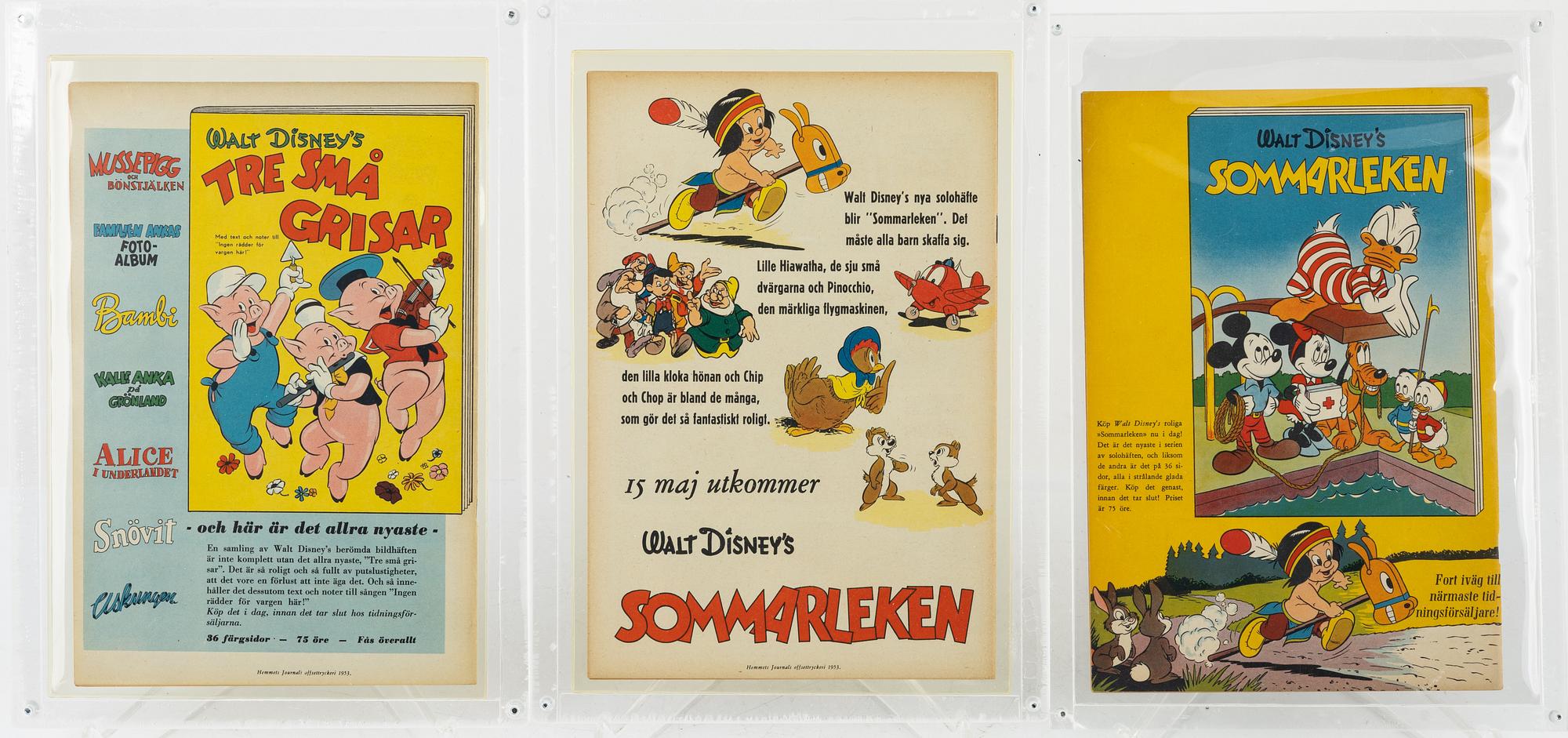 Comic books, 3 pieces, "Donald Duck & Co" No. 4, 5, 6, 1953.