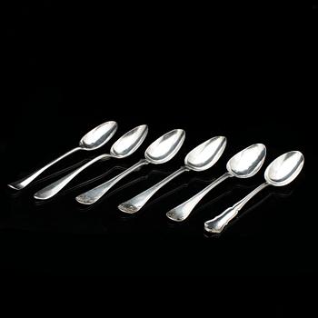 MATSKEDAR, 6 st, silver, bland annat P.E Sundberg, 1852. Vikt ca 360 gram.