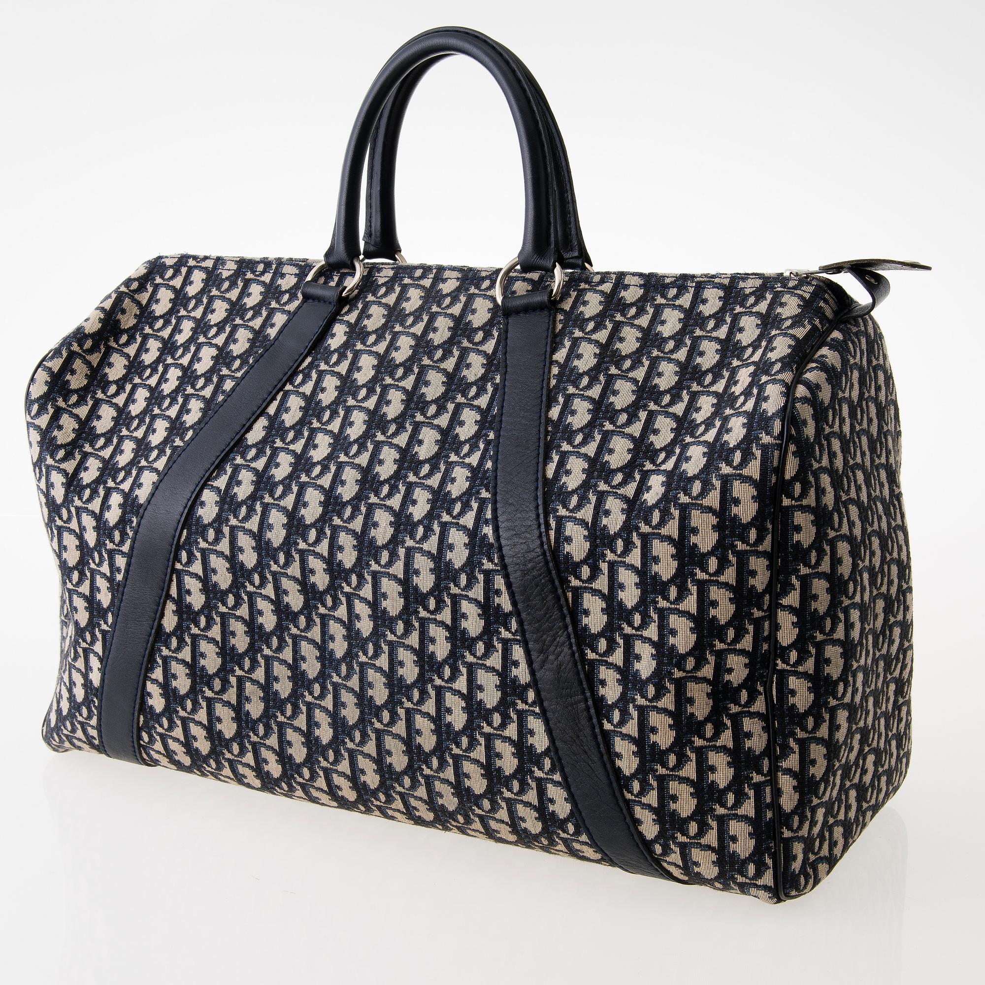 CHRISTIAN DIOR Vintage Blue Logo Travel Bag.