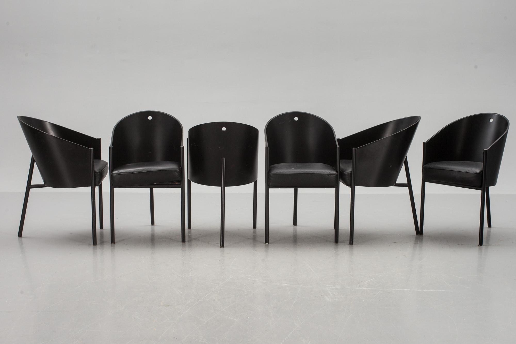 KARMSTOLAR, 6 st, "Costes", Philippe Starck, Aleph, Driade, Italien, märkta/etikettmärka.