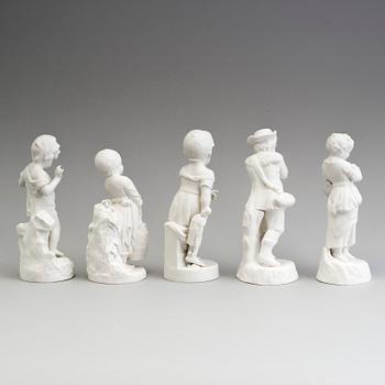 FIVE PARIAN FIGURES, Gustafsberg, ca 1900.