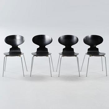 Four chairs, model Myran, designed by Arne Jacobsen for Fritz Hansen, made 1969.