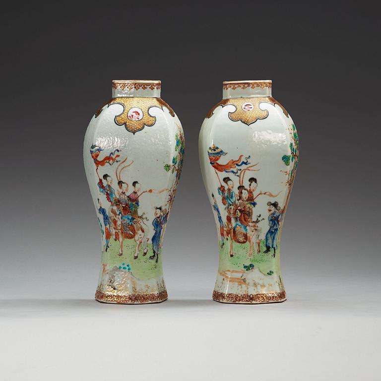 A pair of famille rose wall vases, Qing dynasty, Qianlong (1736-95).