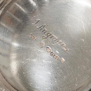 A silver vase and two bowls, Jacob Ängman, Eric Löfman, and Borgila respectively.