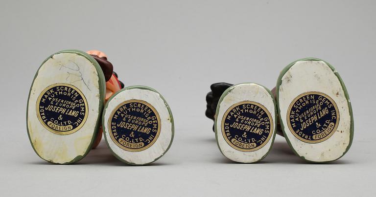 FIGURER, 4 st, the Flintstones, Joseph Lang & Co. Ltd, Hanna-Barbera Productions, Inc. 1962.