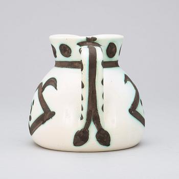 A Pablo Picasso 'Têtes' pitcher, Madoura, Vallauris, France 1956.