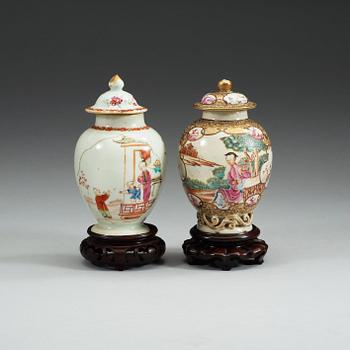 TEDOSOR med LOCK, två stycken, kompaniporslin. Qing dynastin, Qianlong (1736-95).