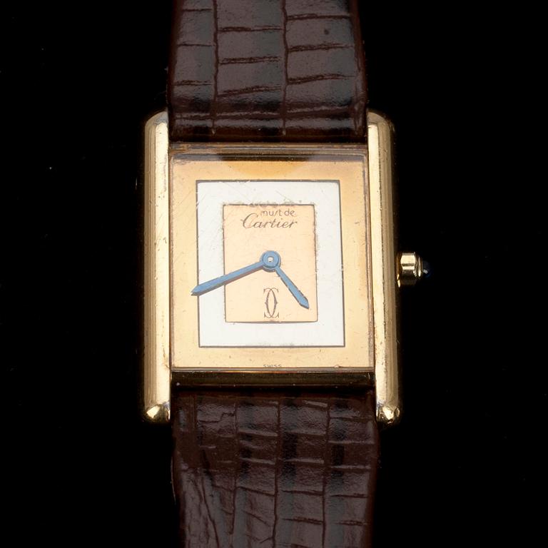 DAMARMBANDSUR, Cartier Tank, kullattua hopeaa. 1900-luvun loppupuoli.