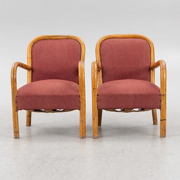 Armchairs, a pair, 1930s-40s.