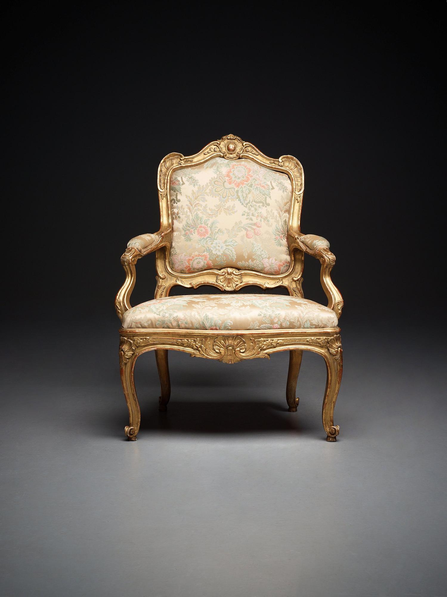 A Swedish Rococo armchair by Olof Höglander (master in Stockholm 1745-65).