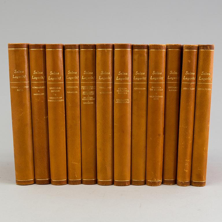 BÖCKER, 12 stycken, "Skrifter av Selma Lagerlöf", Albert Bonniers förlag 1940/50-tal.
