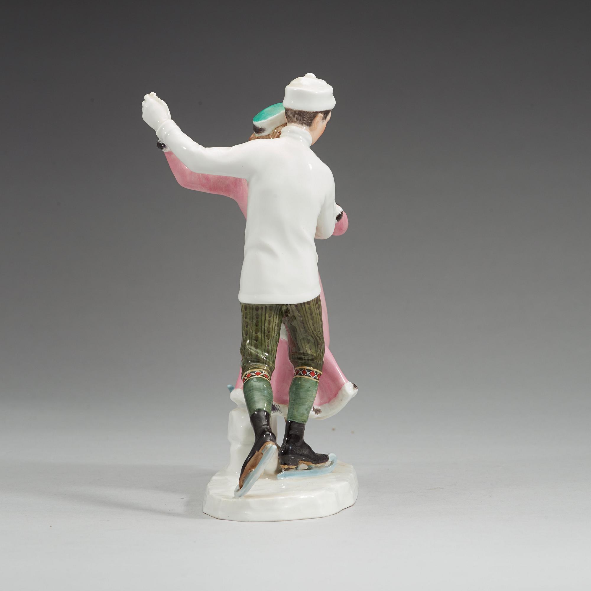 A Meissen figure of ice skaters, early 20th Century.