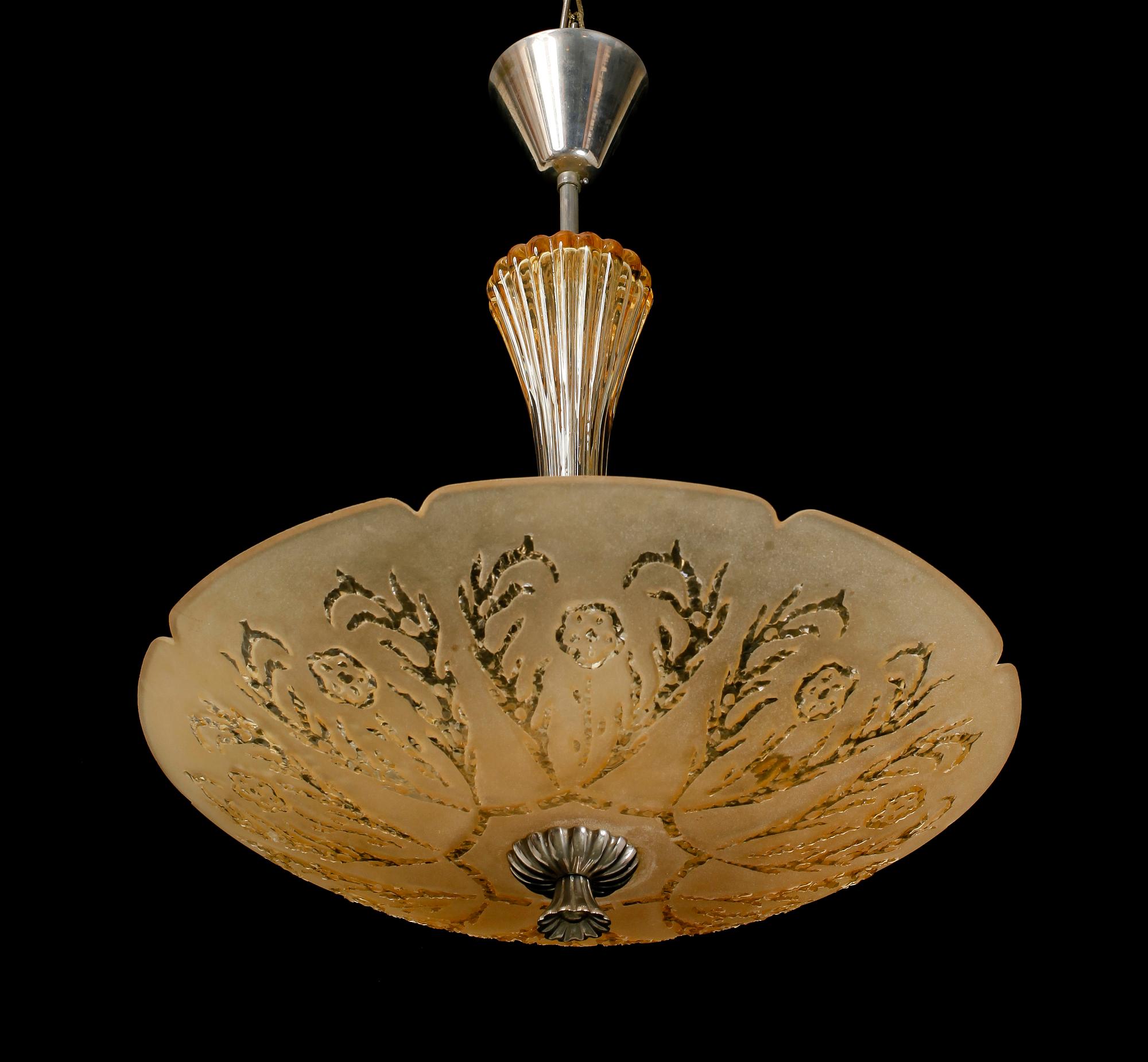 TAKPLAFOND, sannolikt Orrefors, 1940-tal. Höjd ca 65 cm.