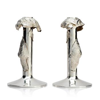 472. Olle Ohlsson, a pair of silver candlesticks, Stockholm, Sweden 1978.