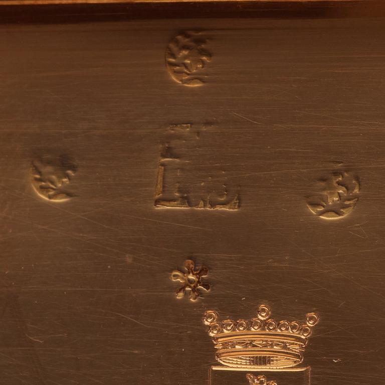 A 19th century gold box, marks of Hanau.