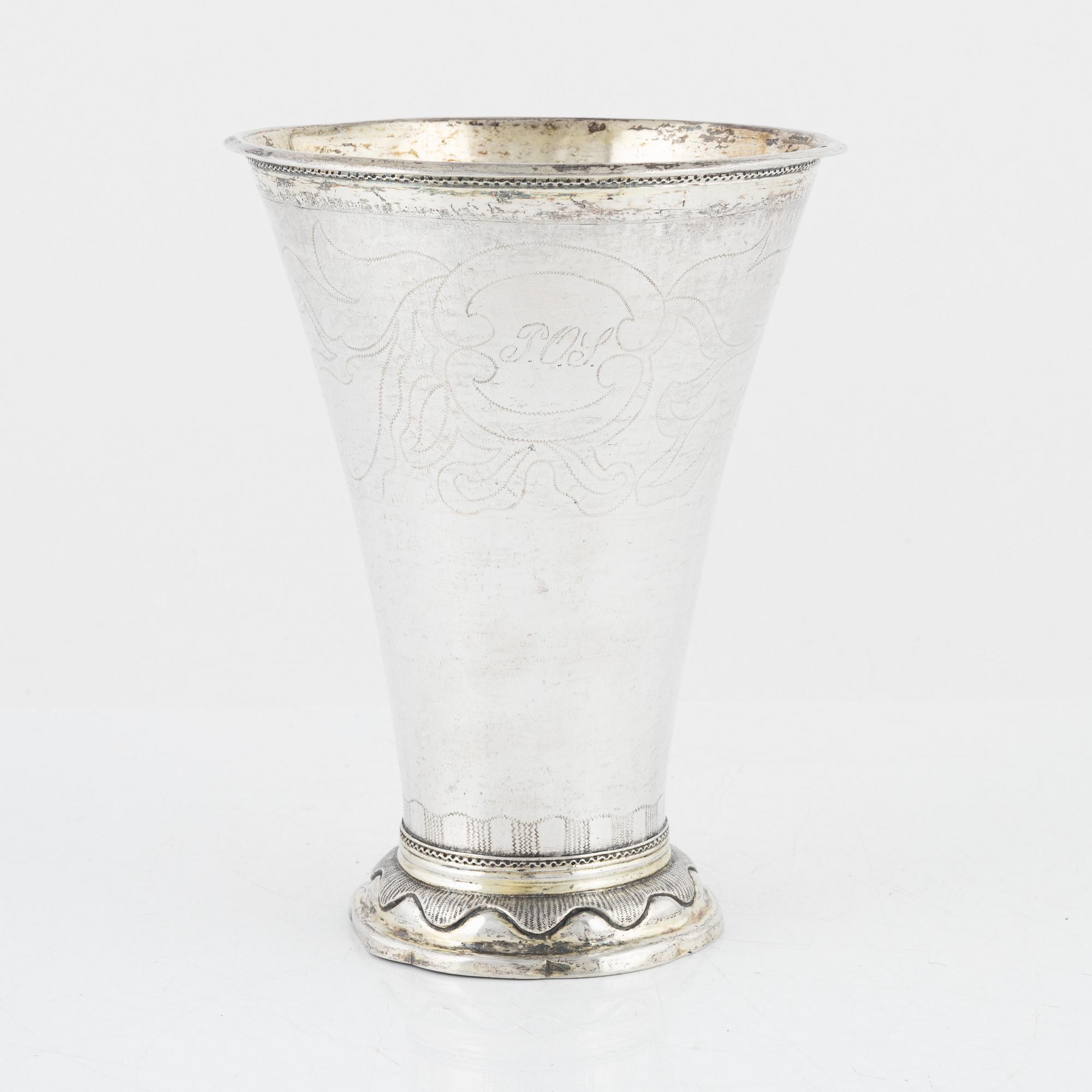 Bägare, silver, Erik Lemon, Uppsala, 1767.