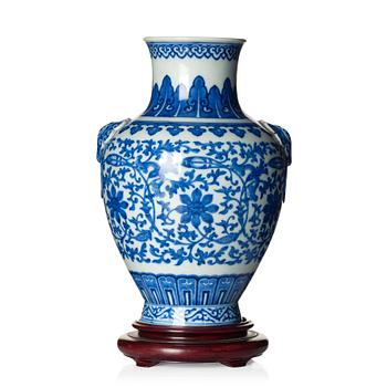 1347. A blue and white vase, Republic period with Qianlong mark.