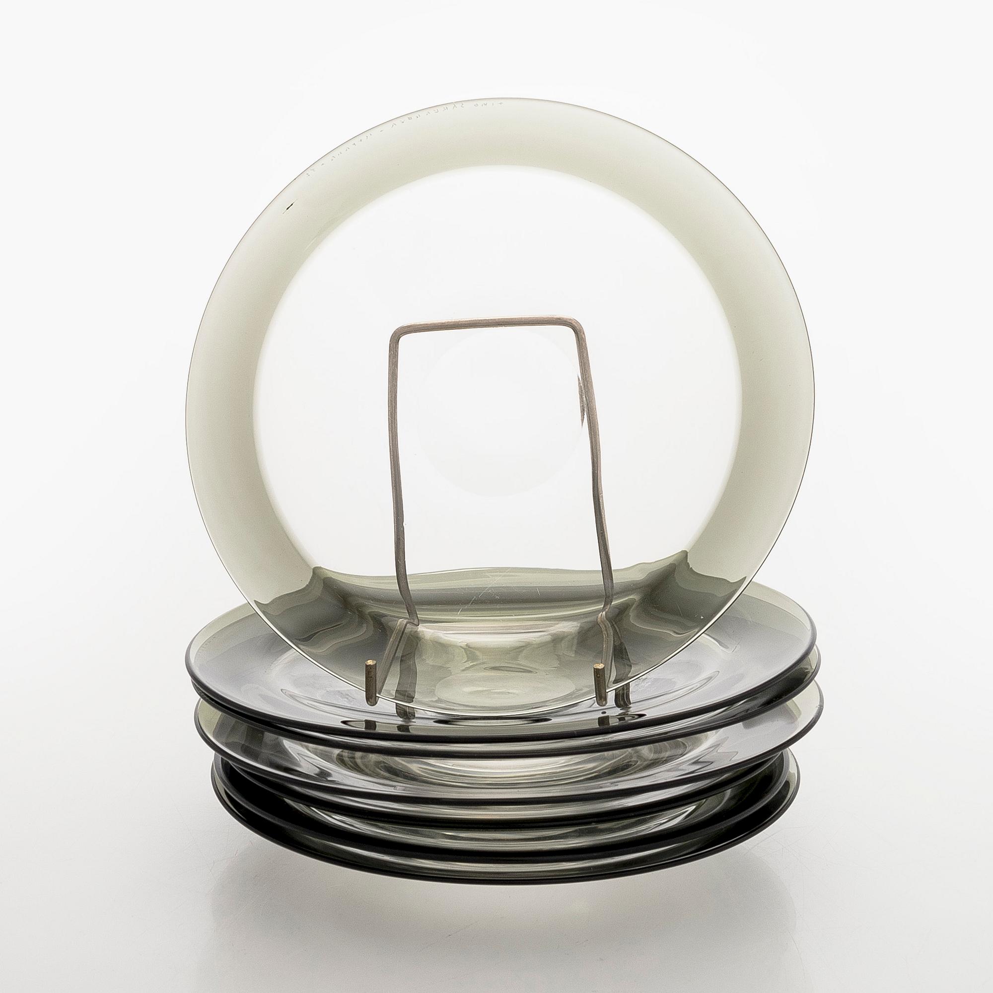 Timo Sarpaneva, lautasia, 6 kpl, "Pantareuna", signeerattu Timo Sarpaneva Iittala -57.