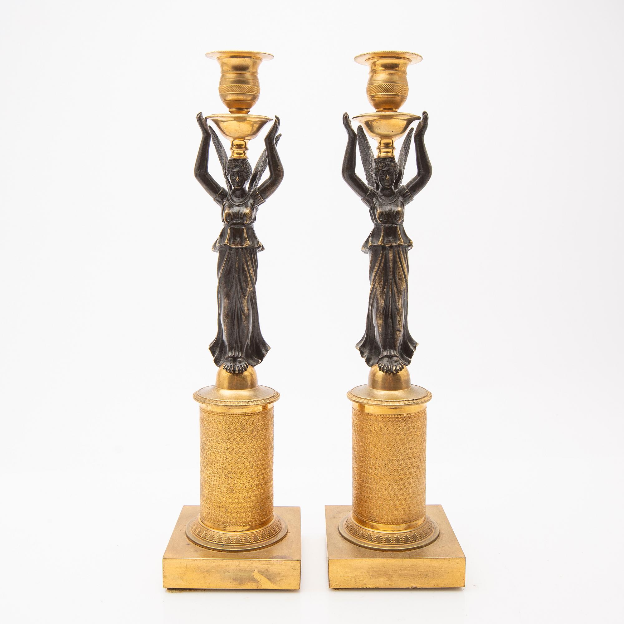 Candelabras, a pair, Empire style, France, second half of the 19th century.