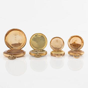 Pocket watches/grandfather clocks, 4 pcs.