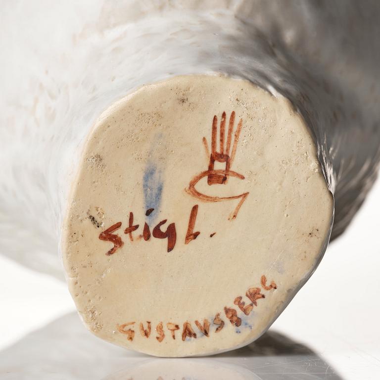 Stig Lindberg, a white glazed stoneware vase of a head, Gustavsberg Studio, probably 1940s.