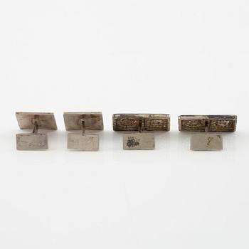 Lars Arby, fyra par manschettknappar, sterlingsilver, Göteborg 1966. 1967 och 1976.