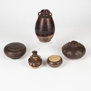 A group of brown glazed South East Asian potteries, 14th/17th Century.