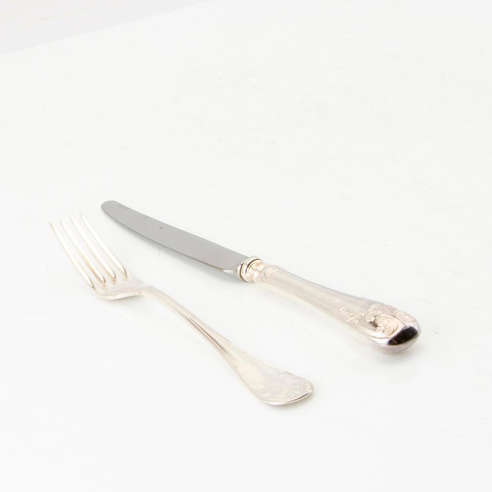 Bestick 79 dlr "Gammal Fransk" silver GAB 1990-1995.