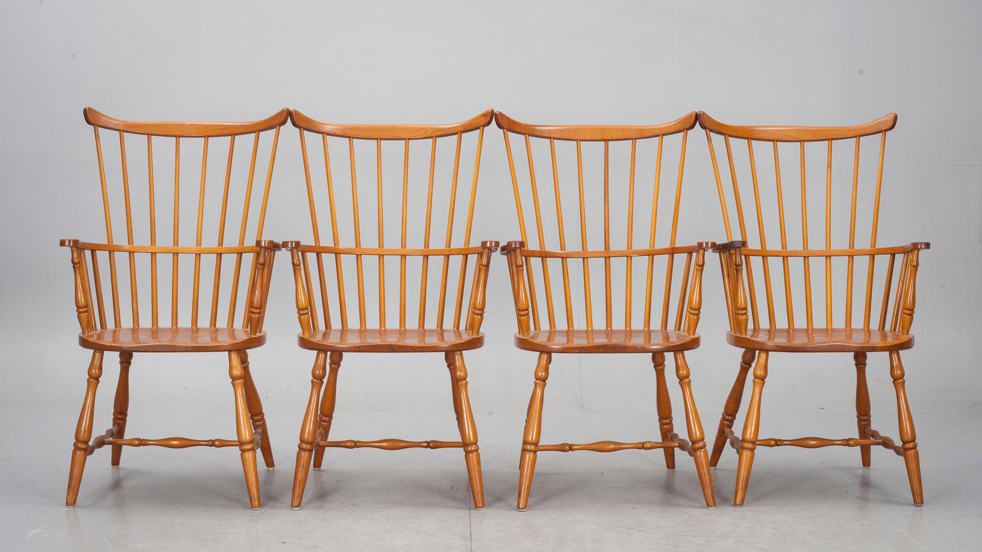 KARMSTOLAR, 4 st, s k, Windsor, Gemla, 1900-tal.