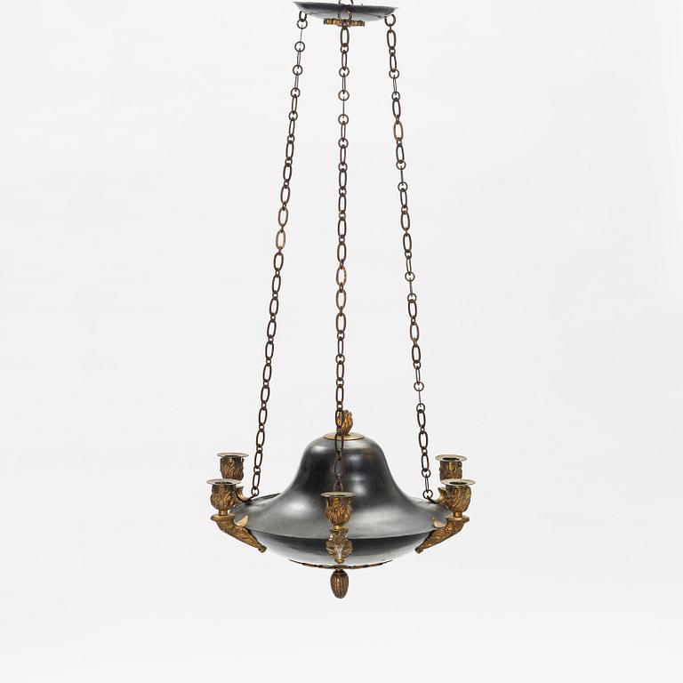 A Swedish  Empire style six light hanging-lamp, late 19th century /year 1900.