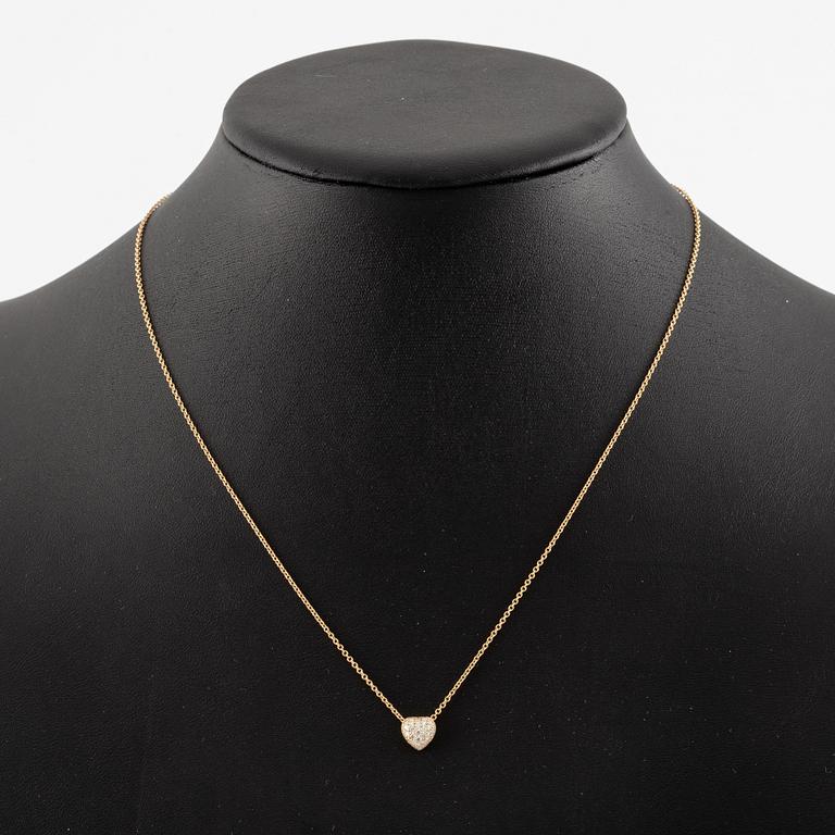 Engelbert, collier, "pavé heart", 18K guld med briljantslipade diamanter.