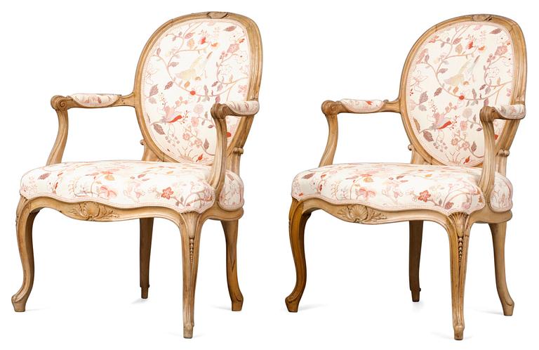 A pair French Transition armchairs.