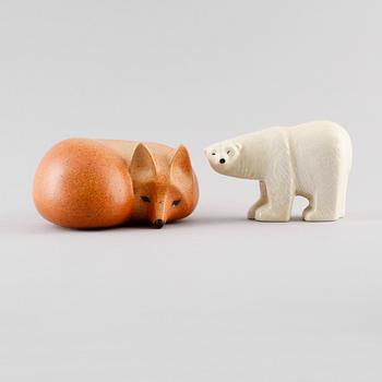 FIGURER, 2 st, stengods, Lisa Larson, Gustavsberg.
