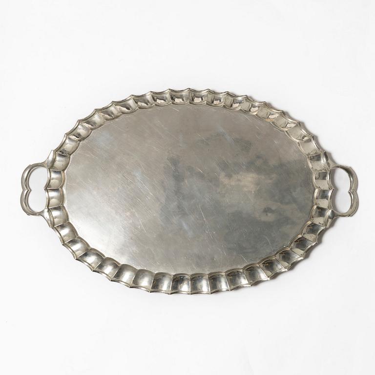 Serving tray, silver, Mexico, 20th century.