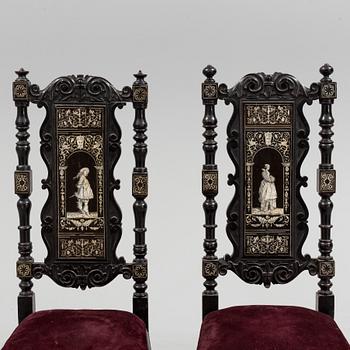 OSCAR II:S STOLAR, ett par, renässansstil, 1800-talets andra hälft.