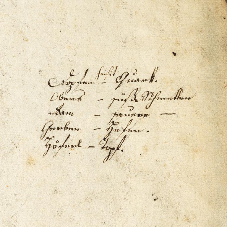 18th-century manuscript cookbook.