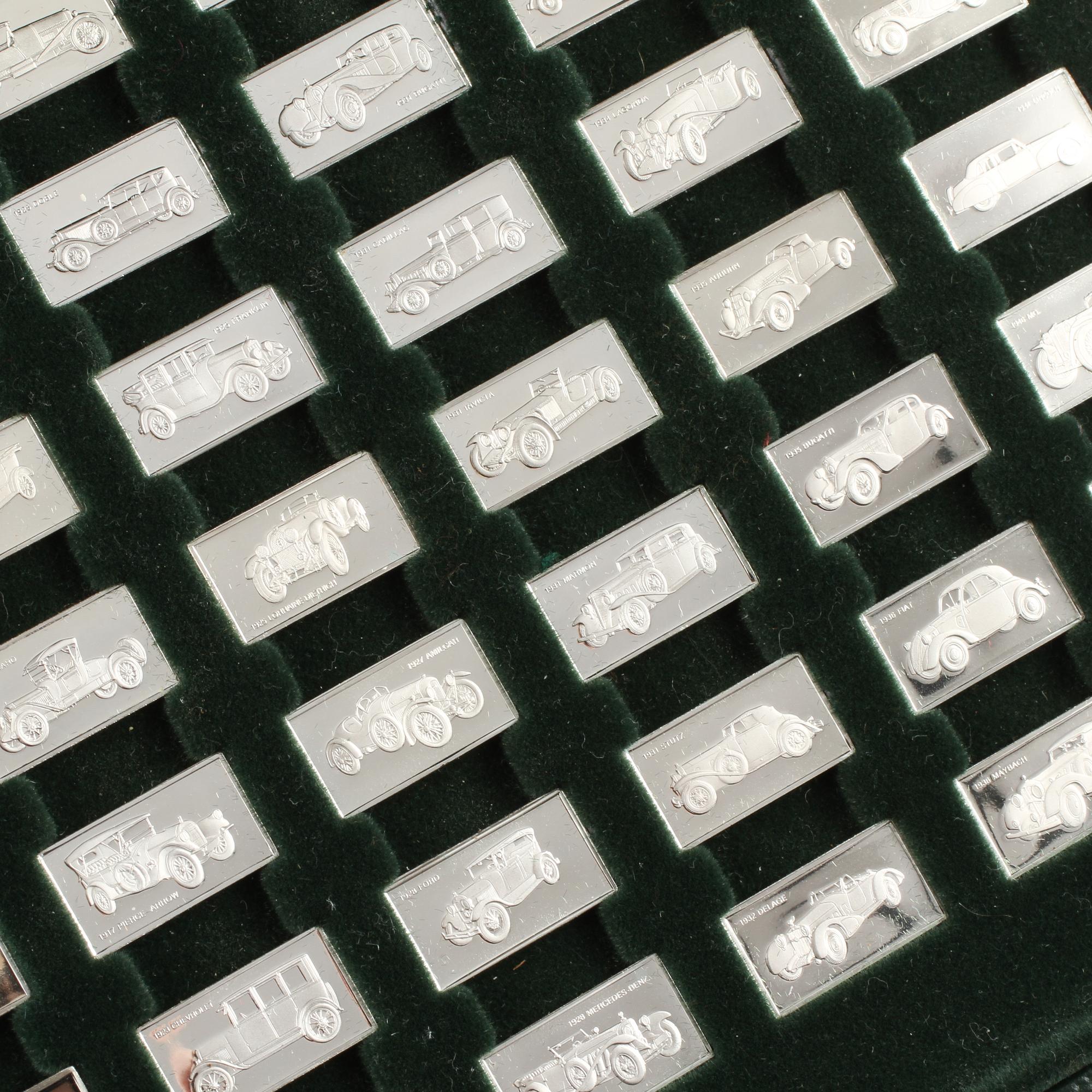 MINIATYRPLAKETTER, 100 st, sterlingsilver, Franklin Mints, 1900-talets fjärde kvartal.