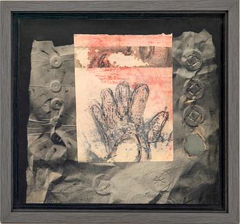 Antoni Clavé, monotyp med collage signerad, daterad 1980 á tergo.