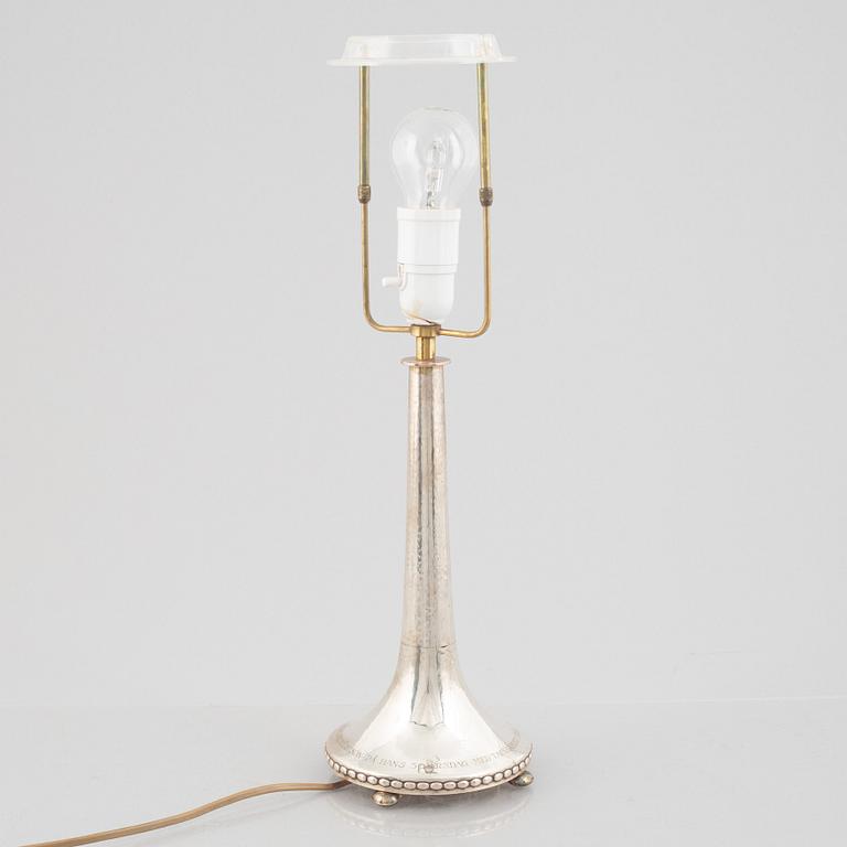 A Swedish silver table lamp, mark of C.G. Hallberg, Stockholm 1929.
